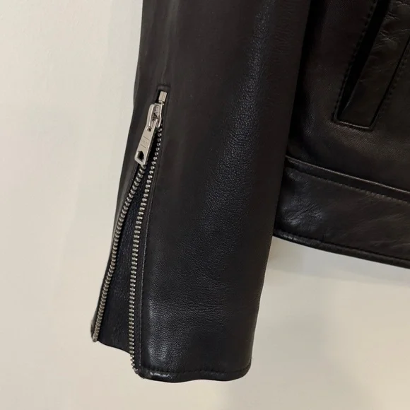 All Saints Black Perfect Leather Jacket - Picture 3 of 6